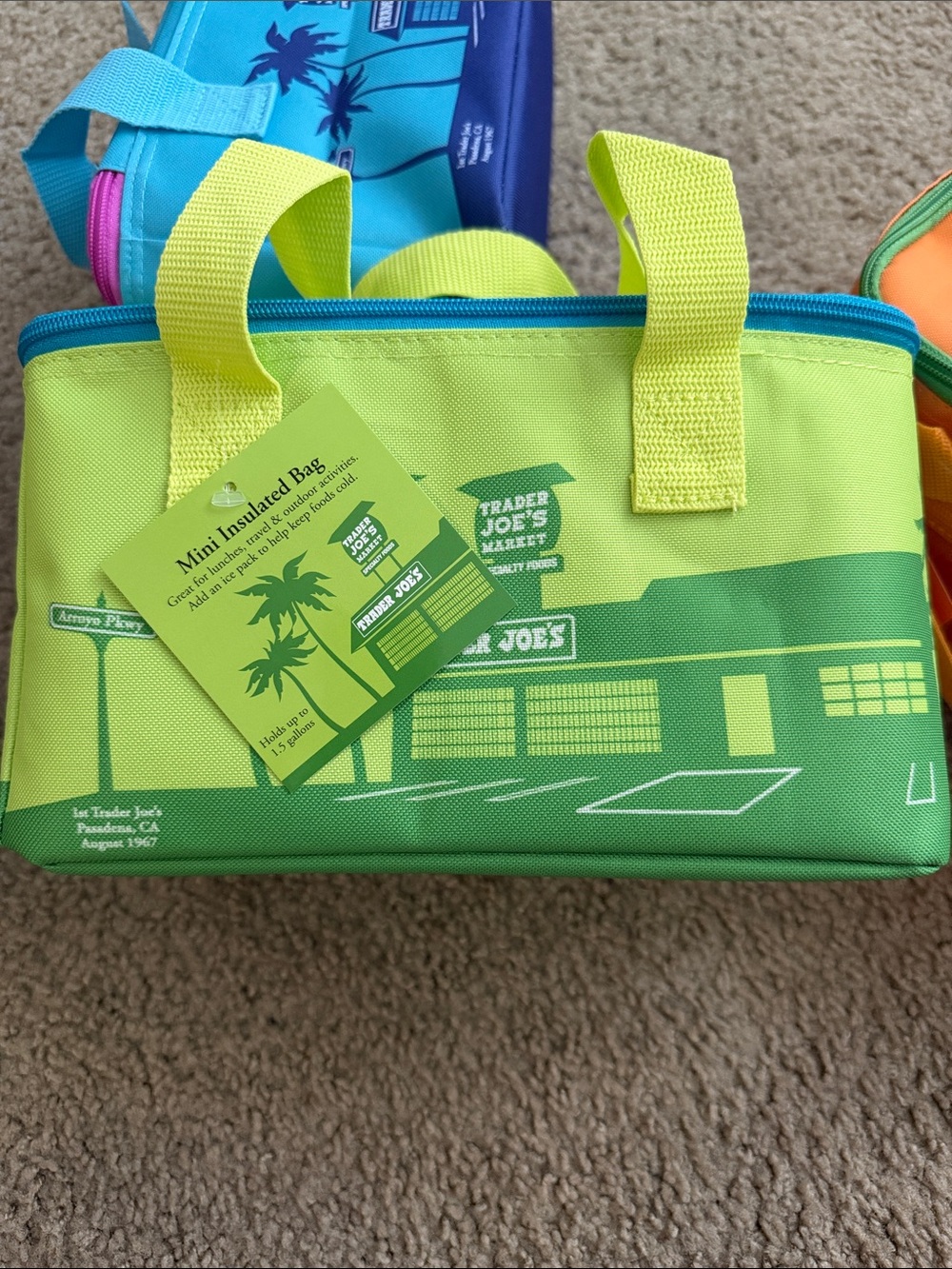 Lime Green Mini Insulated Kids Lunch Bag